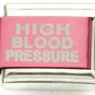 High Blood Pressure Medical Alert Link F/ 9mm Italian Charm Bracelets Pink-Red