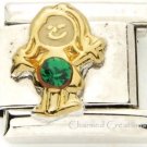 May Girl Birthstone 9mm Italian Charm Link Daughter Kid Green Birthday