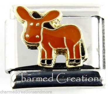 Brown Donkey Mule Magnetic 9mm Italian Charm Stainless Steel Modular Link