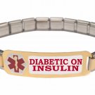 Diabetic On Insulin Diabetic 9mm Italian Charm Medical Alert Starter Bracelet