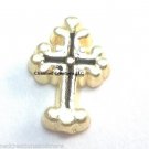 Gold Tone Black Accent Cross Floating Charm For Custom Memory Glass Lockets