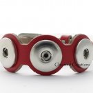 Red Interchangeable Snap Bracelet With Buckle Clasp Fits Three 18mm Snaps