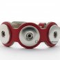 Red Interchangeable Snap Bracelet With Buckle Clasp Fits Three 18mm Snaps