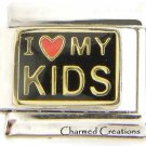 I Love My Kids Black Link Red Heart For 9mm Italian Charm Bracelets Mom Family