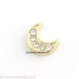 Gold Tone CZ Crescent Moon Floating Charm For Glass Memory Locket Necklace