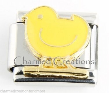 Yellow Chick Farm Chicken Hen 9mm Italian Charm Stainless Steel Modular Link