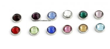 CZ Birthstone Round Silver Tone Floating Charm For Your Glass Memory Locket