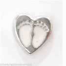 Pink Baby Feet Heart Footprint Floating Charm For Our Glass Memory Lockets