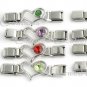 Birthstone 9mm Italian Charm Heart Enhancer Red Purple Pink Green Blue Yellow