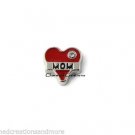 Red Heart Crystal Mom Love Floating Charm For Glass Memory Locket Necklace