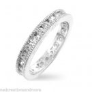 Classic Eternity Band .96ct Cubic Zirconia 3mm Channel Set Milgrain Wedding Ring