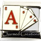 9mm Italian Charm Modular Link Ace Poker Card Games Las Vegas Gambling Casino