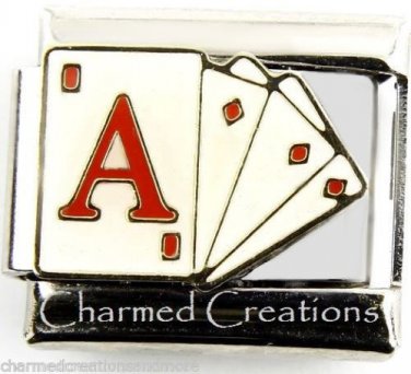 9mm Italian Charm Modular Link Ace Poker Card Games Las Vegas Gambling Casino