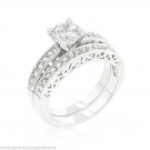 Engagement Wedding Ring Band 2pc Set With Filigree Shank 1.75 ct Cubic Zirconia