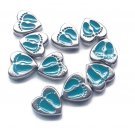 10 Blue Baby Boy Feet Footprint Heart Floating Charm For Living Memory Locket
