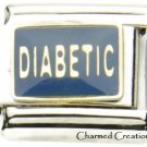 9mm Italian Charm Diabetic Blue Diabetes Medical Alert Modular Link