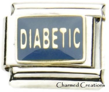 9mm Italian Charm Diabetic Blue Diabetes Medical Alert Modular Link