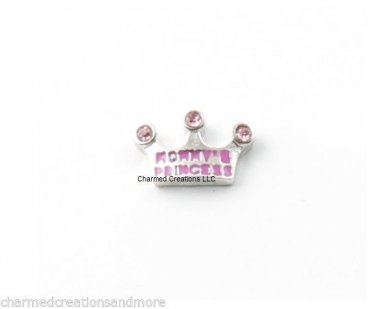 Mommy's Princess Crown Tiara Pink Floating Charm For Glass Custom Memory Locket