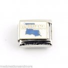 Louisiana State USA Gold Trim 9mm Italian Charm Modular Stainless Steel Link