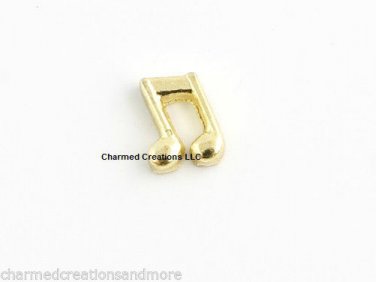 Gold Tone Music Eighth Note Floating Charm For Glass Memory Lockets