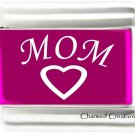 Mom Heart Pink Metallic Laser 9mm Italian Charm Modular Link Kids Family