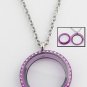 Pink Acrylic 30mm Floating Charm Locket Necklace With 20" Stainless Steel Chain