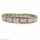 9mm Italian Charm Starter Bracelet Gold Trim Shiny Center Stainless Steel