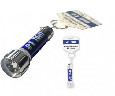 #1 Dad Keychain LED Mini Flashlight Bonus Key Ring Stocking Stuffer