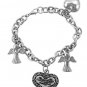 Guardian Angel Bracelet In Gift Box Protect Me Dangling Heart Silver Tone Charm