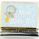 Newborn Baby Pacifier Boy Son Blue Glitter 9mm Italian Charm Modular Link