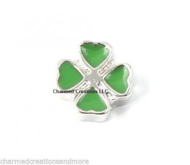 Green 4 Leaf Clover Lucky Shamrock Floating Charm For Glass Memory Lockets