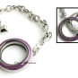 30mm Floating Charm Memory Locket Bracelet With Purple Enamel Screw Top Lid
