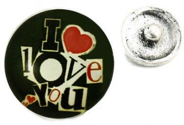 USA SELLER Interchangeable Button Snap Jewelry I Love You Red Heart 18mm 332
