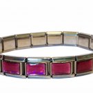 Pink Iridescent 9mm Italian Charm Stainless Steel Starter Bracelet 18 Links