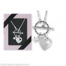 New In Box Tender Twilight Cluster Toggle Necklace With CZ Star & Heart Charms