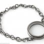 SECURITY CLASP 30mm Round Gunmetal Floating Charm Locket Bracelet Black