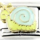 9mm Italian Charm Cartoon Snail Green With Blue Shell Modular Link DlinQ