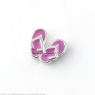 Hot Pink Flip Flop Sandals Floating Charm For Glass Memory Locket Necklaces
