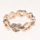 Size 7.5 Rose Gold Tone Fashion Ring Eternity Infinity Hearts With Clear Accents