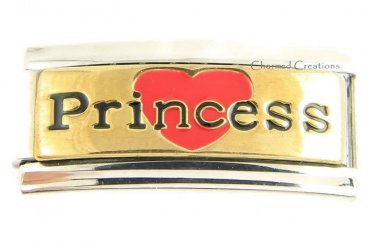 Princess Gold Tone Superlink 9mm Italian Charm Modular Stainless Steel Link