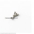 Baseball Bat Softball Sports Silver Tone Floating Charm For Glass Memory Locket