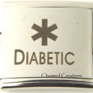 Diabetic Diabetes Caduceus Medical Alert 9mm Italian Charm Matte Mega Link