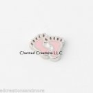 Pink Newborn Baby Girl Feet Daughter Floating Charm For Glass Memory Lockets