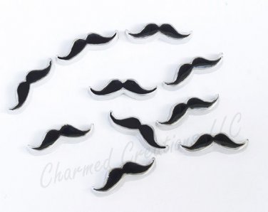 10pc Floating Charm Lot Mustache Bon Jour For Glass Memory Locket Necklace