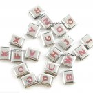 Plum Pink Letter Initial Alphabet Name ID 9mm Italian Charm Stainless Steel Link