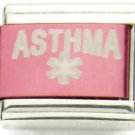 ASTHMA Medical Alert Laser Link For 9mm Italian Charm Bracelets Pinkish Red