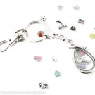 10pc Wholesale Lot Plain Teardrop Floating Charm Memory Locket Key Chain