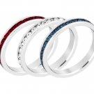 Size 7 3 Piece Red White Blue 4th Of July Patriotic Eternity Stacker Ring Set