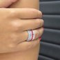 Size 7 3 Piece Red White Blue 4th Of July Patriotic Eternity Stacker Ring Set