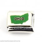 Ohio State USA Gold Trim 9mm Italian Charm Modular Stainless Steel Link